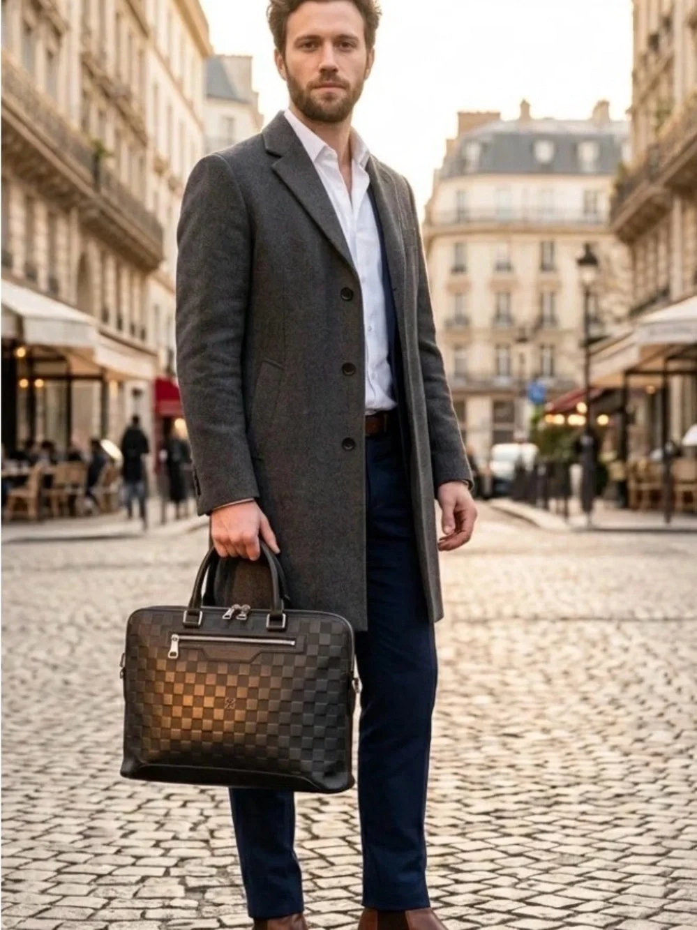 Louis Vuitton Black Damier Laptop Briefcase